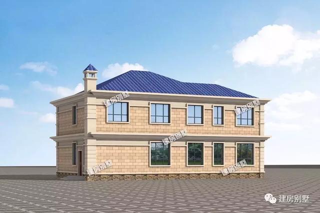 2棟兩層自建房設計圖，第一棟配單獨的大堂屋，第二棟帶車庫