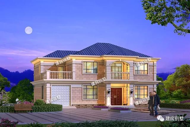 2棟兩層自建房設計圖，第一棟配單獨的大堂屋，第二棟帶車庫