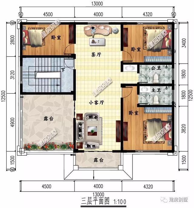 兩棟歐式三層自建房設計圖，開間13米多，建的人特別多