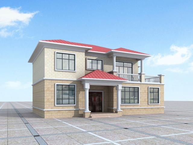 二層農村自建房設計圖，較清新時尚和簡約大氣，兩種外觀配色方案可選