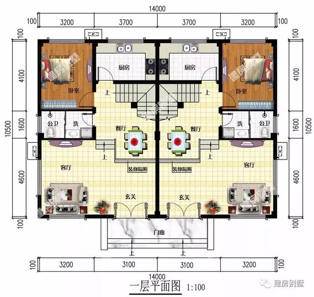 50萬建四層平屋頂的雙拼別墅設計圖，既經濟又美觀