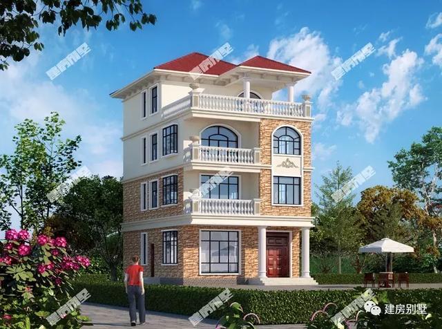 外觀精致的兩棟四層農村別墅設計圖，看著都是既美觀又氣派的