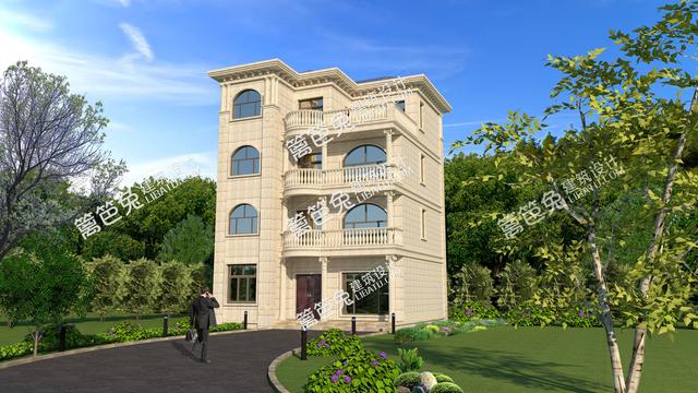 占地只有100平米的四層別墅設計圖，每層都有公衛和套房以及大陽臺