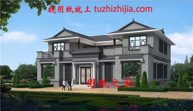 農村兩層新中式四合院別墅戶型圖，占地不到200平