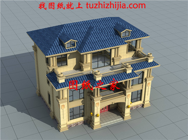 125平方米三層新農村房屋建筑施工設計圖帶外觀圖