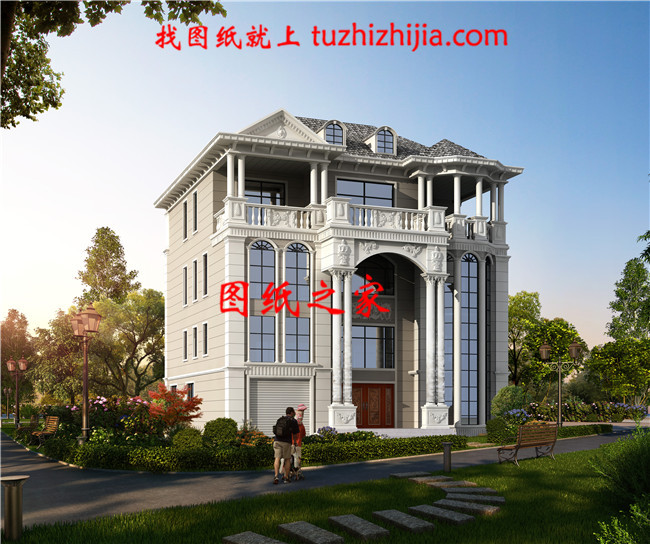 四層豪華歐式別墅設(shè)計(jì)圖紙,帶效果圖和全套施工圖