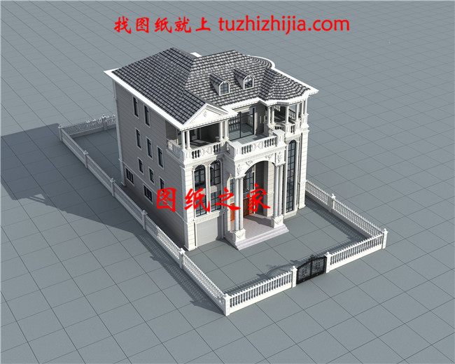 四層豪華歐式別墅設(shè)計(jì)圖紙,帶效果圖和全套施工圖