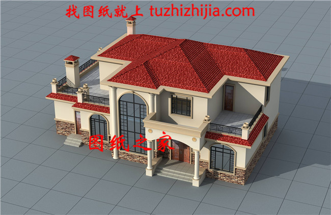 歐式二層別墅平面圖,全套cad設計圖紙和外觀效果圖