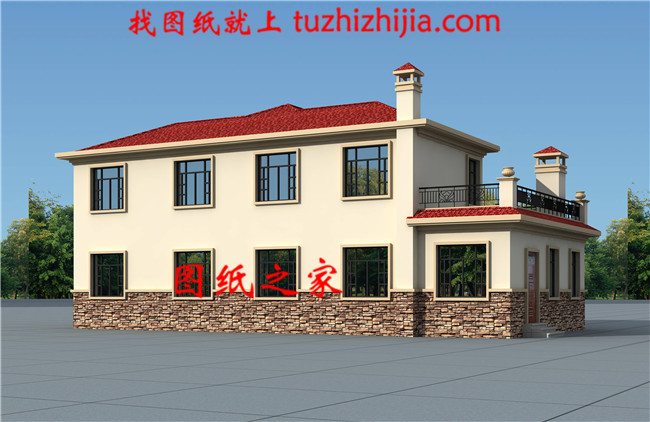 歐式二層別墅平面圖,全套cad設計圖紙和外觀效果圖