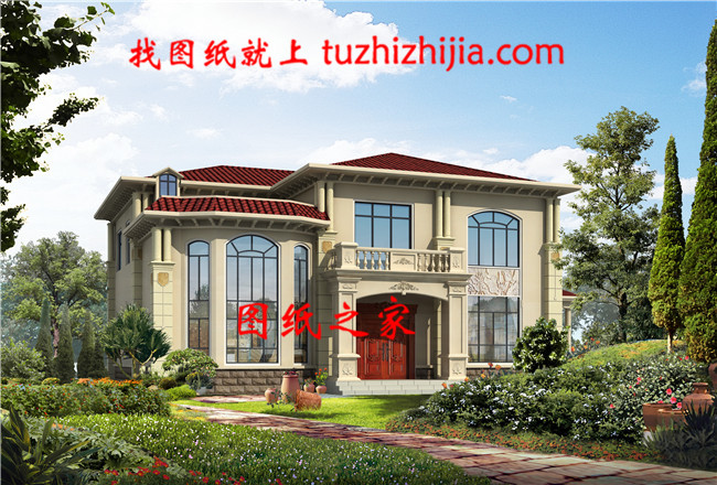 歐式二層別墅cad施工圖紙,含效果圖