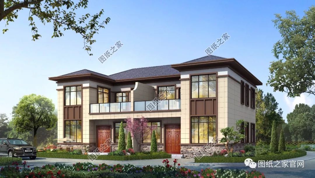 兄弟雙拼別墅二層、三層戶型方案大全（帶外觀圖片），想建雙拼的必看