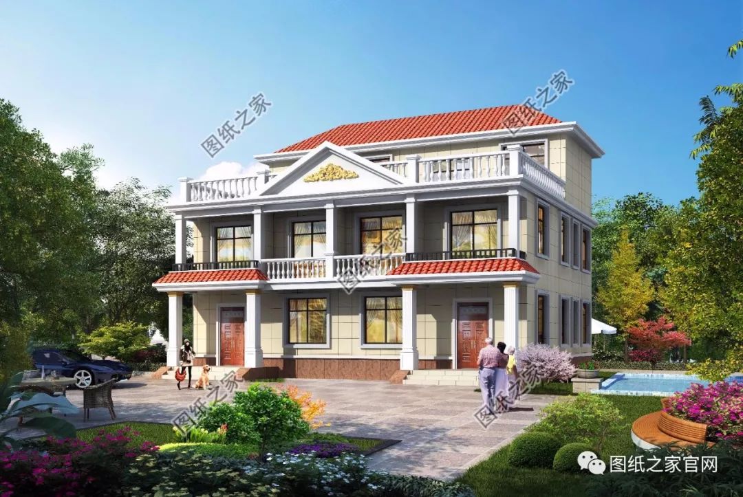 兄弟雙拼別墅二層、三層戶型方案大全（帶外觀圖片），想建雙拼的必看