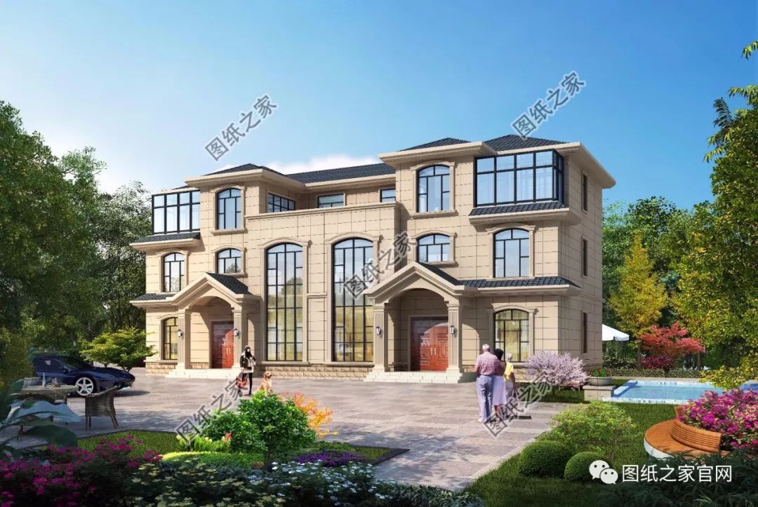 兄弟雙拼別墅二層、三層戶型方案大全（帶外觀圖片），想建雙拼的必看