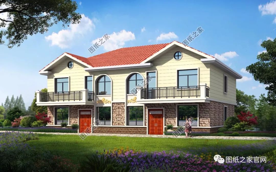 兄弟雙拼別墅二層、三層戶型方案大全（帶外觀圖片），想建雙拼的必看