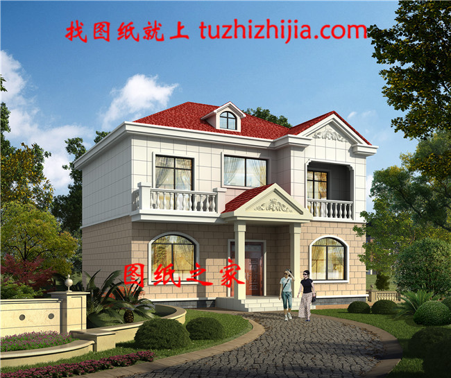 110平方米新農村實用現代的二層建筑設計圖紙帶外觀圖11X10