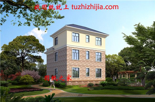 鄉村三層別墅CAD建筑設計圖，帶效果圖和全套施工圖