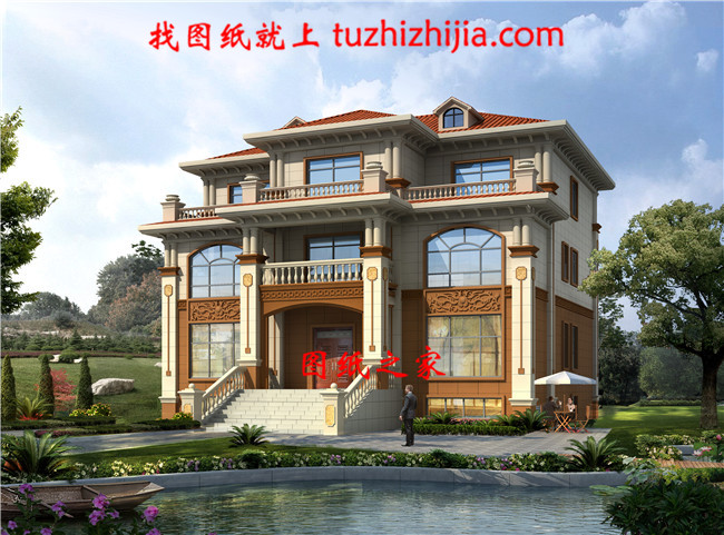 帶堂屋新農(nóng)村三層房屋設(shè)計(jì)圖紙,帶外觀效果圖