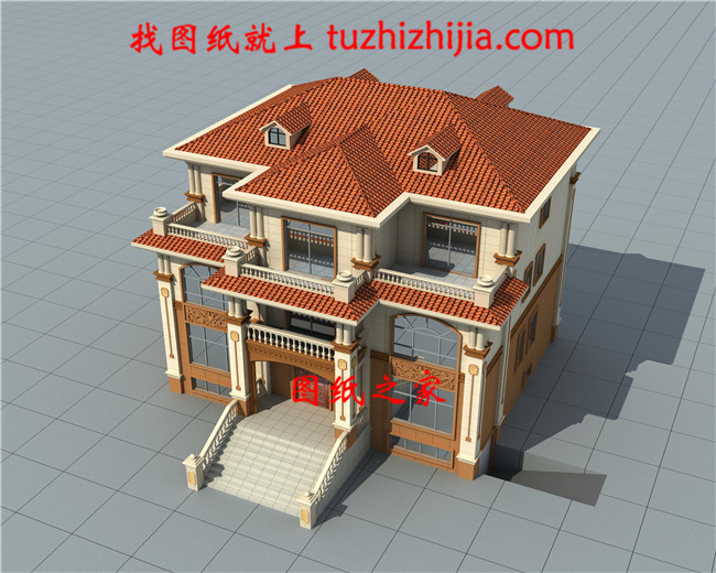 帶堂屋新農(nóng)村三層房屋設(shè)計(jì)圖紙,帶外觀效果圖