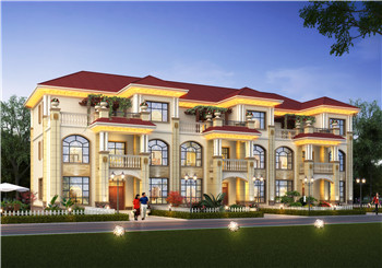 新款農村三拼三戶別墅設計圖及效果圖三層戶型，外觀靚麗新穎