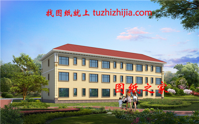 最新農村三層三拼三戶別墅設計戶型圖效果圖