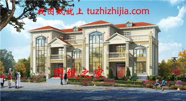 300平方米農村節能環保的三層雙拼房屋設計圖紙大全27X12米