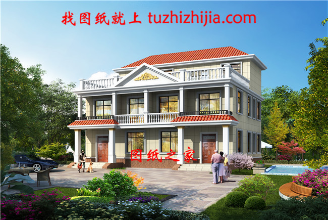 農村三層兄弟雙拼別墅設計圖效果圖，14X12米