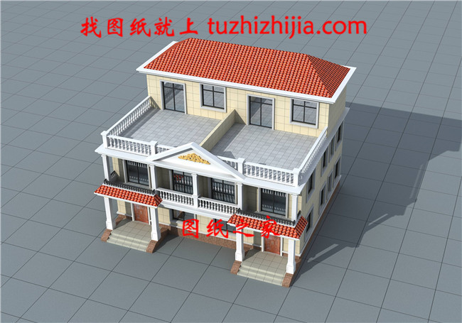 農村三層兄弟雙拼別墅設計圖效果圖，14X12米