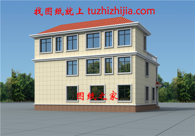 農村三層兄弟雙拼別墅設計圖效果圖，14X12米