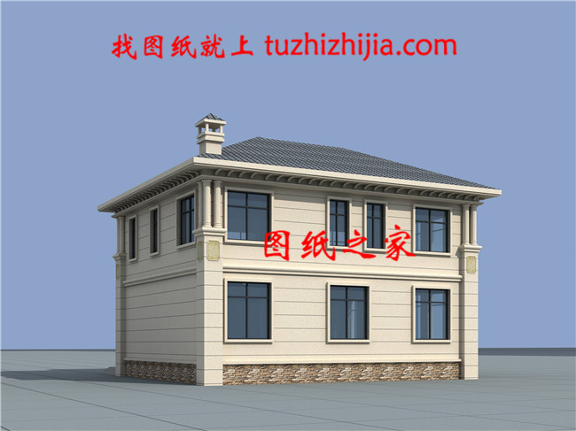 歐式二層別墅效果圖,帶全套Cad別墅設(shè)計(jì)圖紙