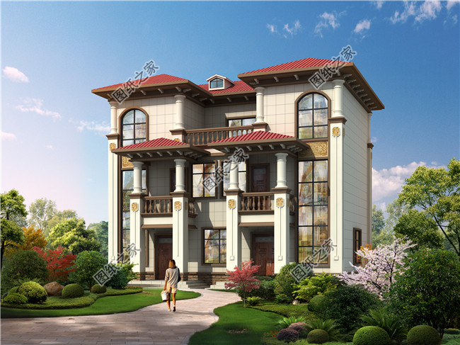 簡單大氣農村兄弟三層雙拼別墅設計圖，13X8米