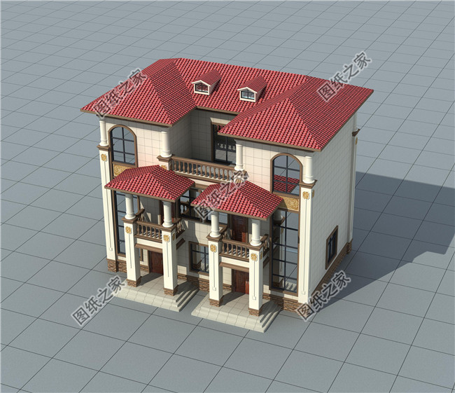 簡單大氣農村兄弟三層雙拼別墅設計圖，13X8米