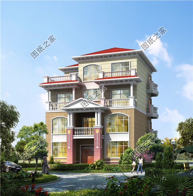 新農村四層獨棟別墅設計圖，戶型簡單實用，簡歐式的外觀風格設計