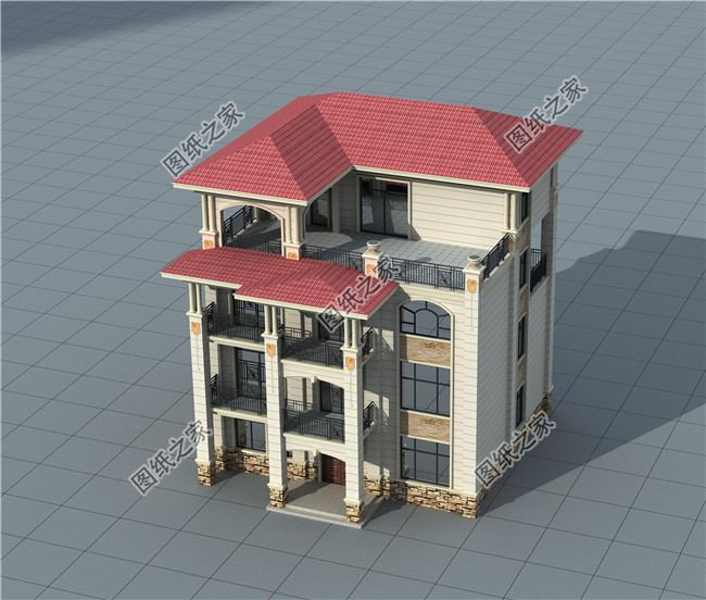 新款私人定制四層歐式獨棟住宅別墅設計圖紙，含外觀效果圖