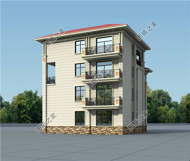 新款私人定制四層歐式獨棟住宅別墅設計圖紙，含外觀效果圖