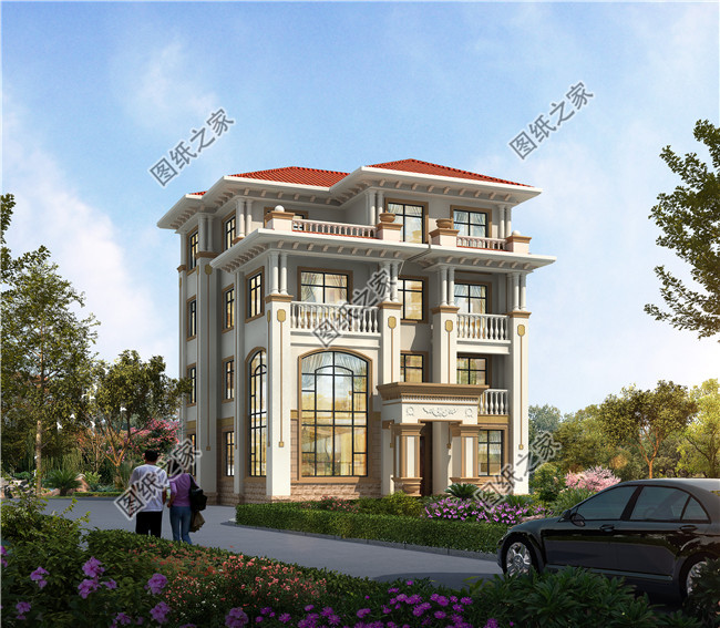 140平方米三層半新農村房屋設計圖,帶車庫