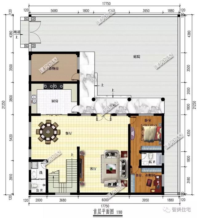 幾棟中式風(fēng)格別墅效果圖片，平頂、帶院子的都有，含方案圖