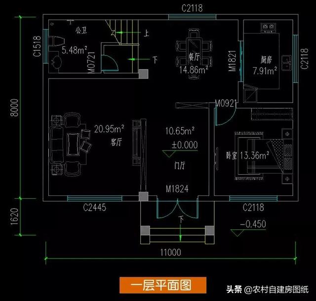 12×8米不足100平的3款別墅圖，二層、三層都有