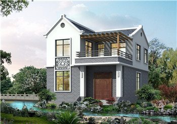 農(nóng)村二層仿古尖屋頂別墅設(shè)計圖，外觀古樸耐看