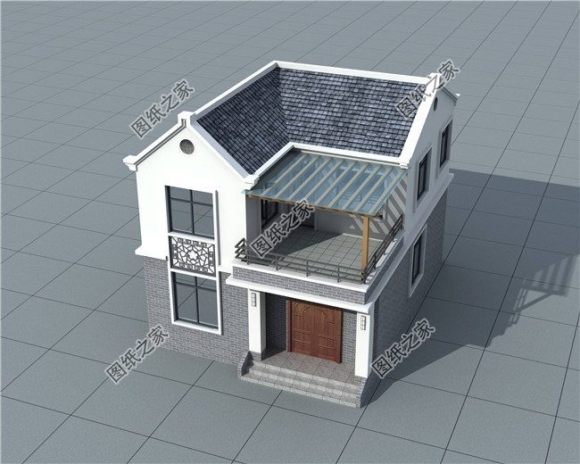 農(nóng)村二層仿古尖屋頂別墅設計圖,外觀古樸耐看