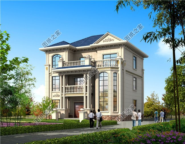 歐式復式型三層別墅施工設計圖紙及效果圖大全