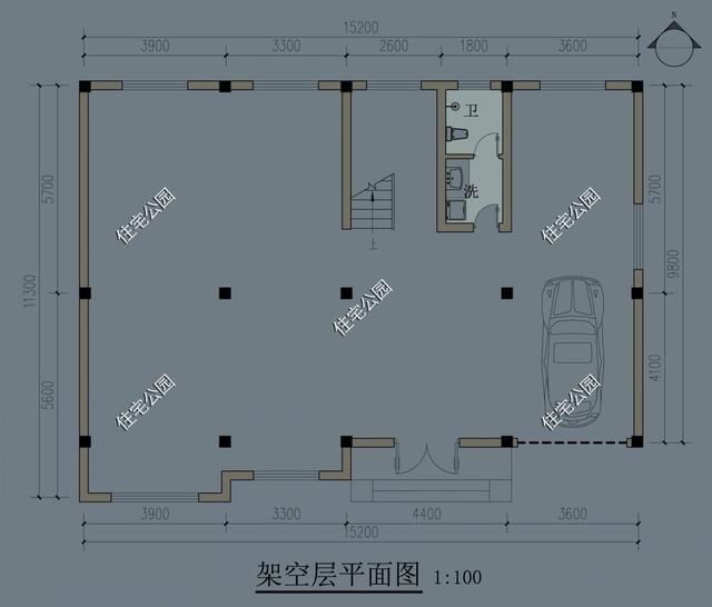 15X11米三層帶架空層別墅戶型，建起來實用