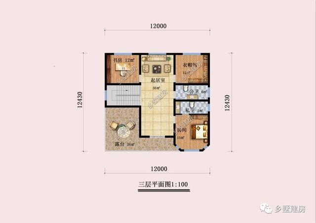 12×12.43米的農村自建別墅方案，建一棟在農村，眾人艷羨