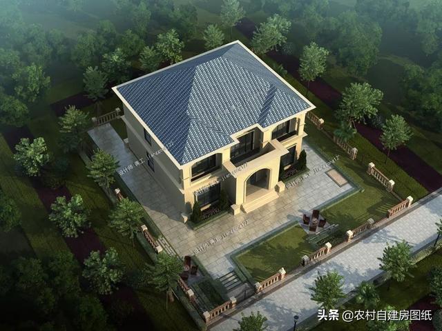 面寬12.6×進深13.5m實用型兩層歐式別墅，造價僅需35萬