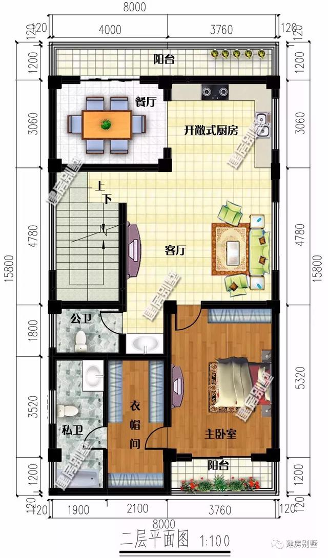 2款寬8米都的四層農村自建別墅樓房圖，不攀比合適最重要