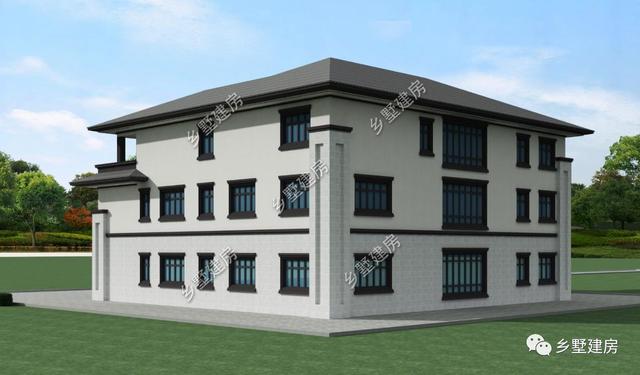 超氣派的三層中式四合院別墅圖，建一棟成村里第一