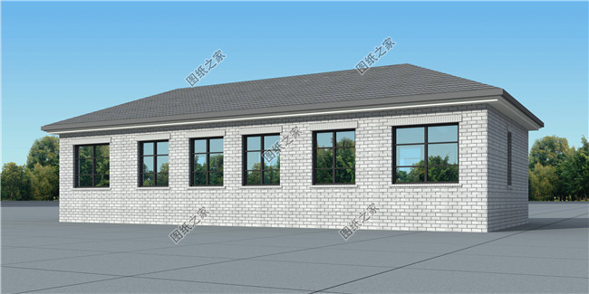 經濟實用一層雙拼農村別墅設計圖，含外觀效果圖