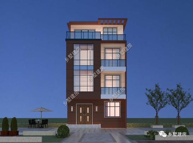 6.8X8.7米小宅基地四層別墅設(shè)計(jì)圖，現(xiàn)代感滿滿的