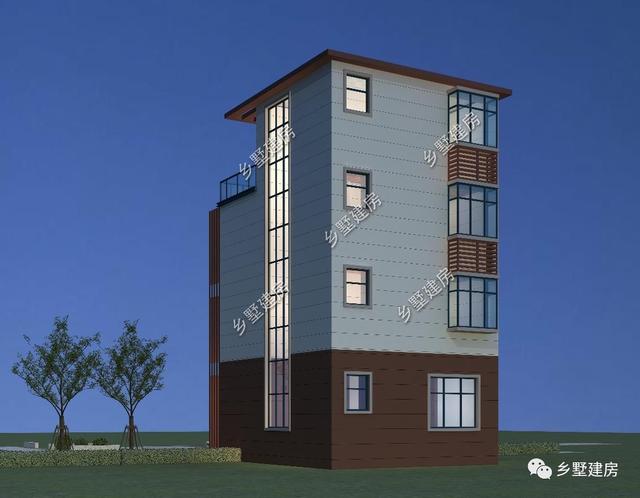 6.8X8.7米小宅基地四層別墅設(shè)計(jì)圖，現(xiàn)代感滿滿的