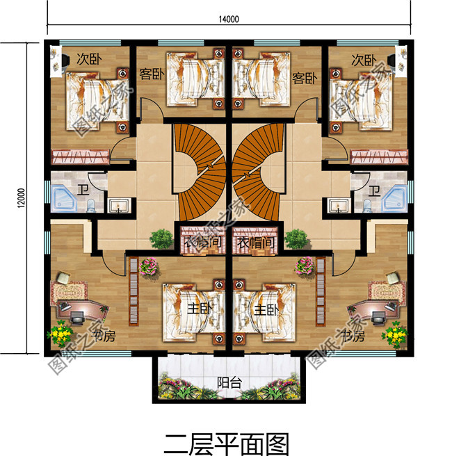 農(nóng)村簡(jiǎn)單雙拼小戶型，總面積190平方米，合理的利用了每一個(gè)空間