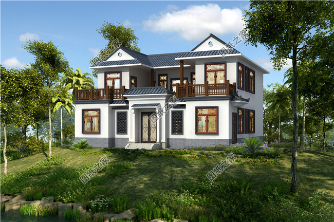 二層四合院別墅設計圖含外觀效果圖，外型設計很美